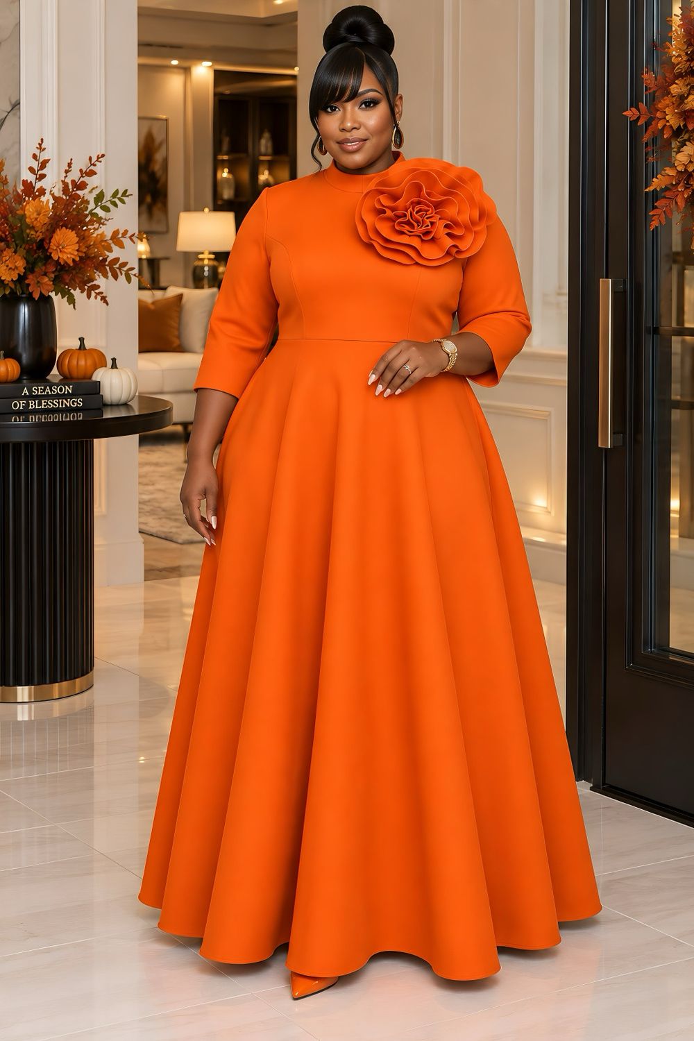 Pumpkin Solenne Dress