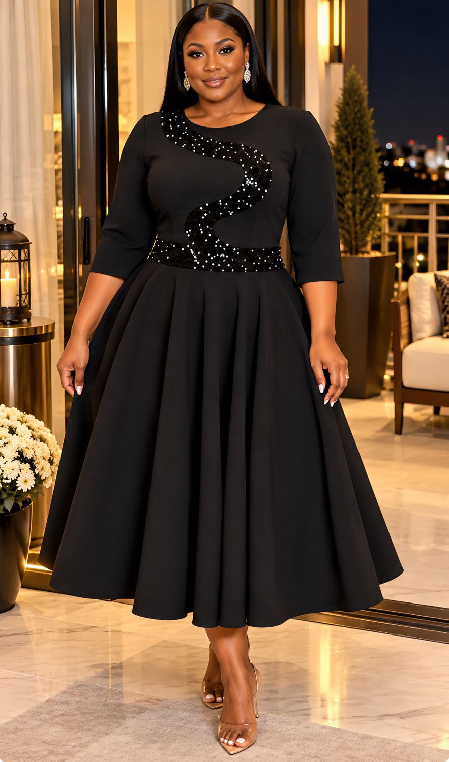 Black Moriah Sequin Dress