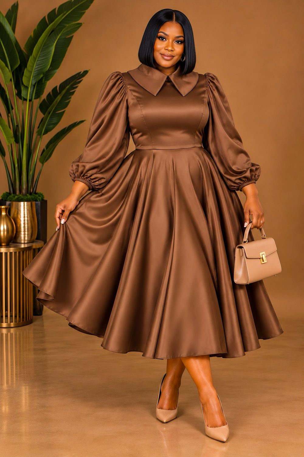 Mocha Fantasy Swing Dress