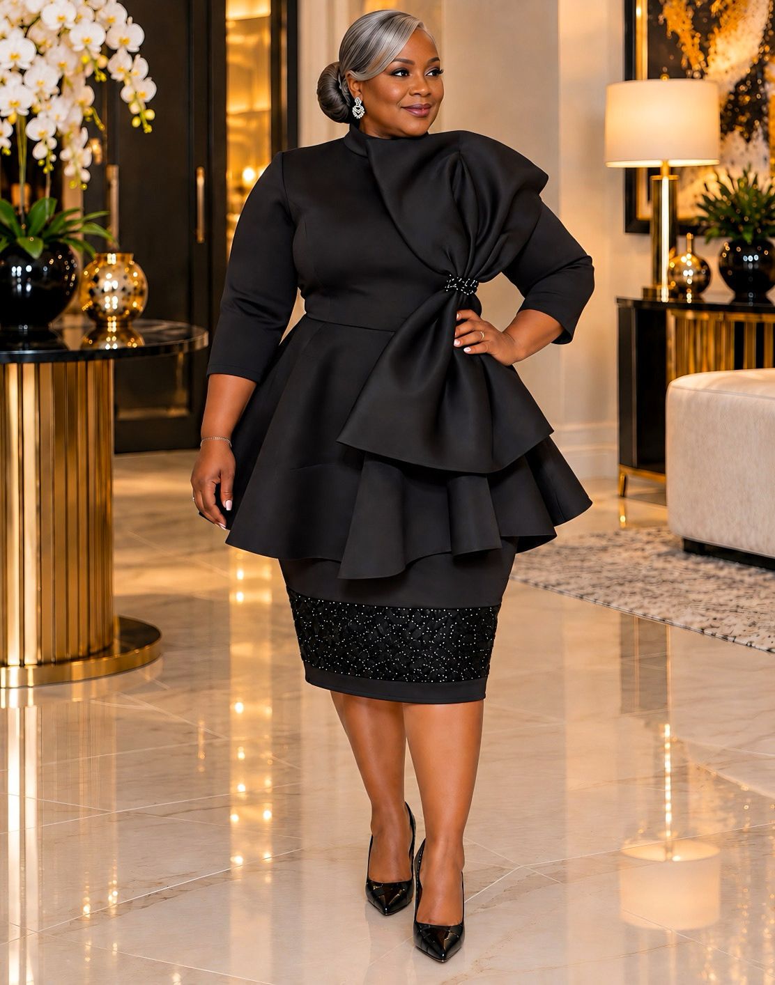 Black Spotlight Sequin Dress