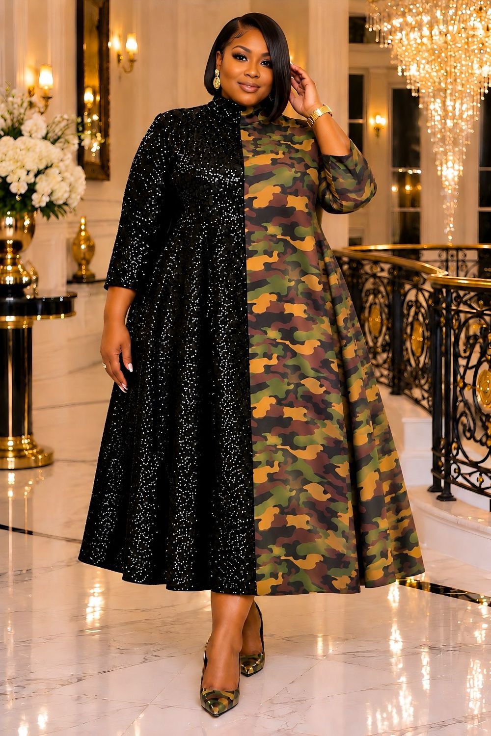 Jungle Camo Sequin Dress