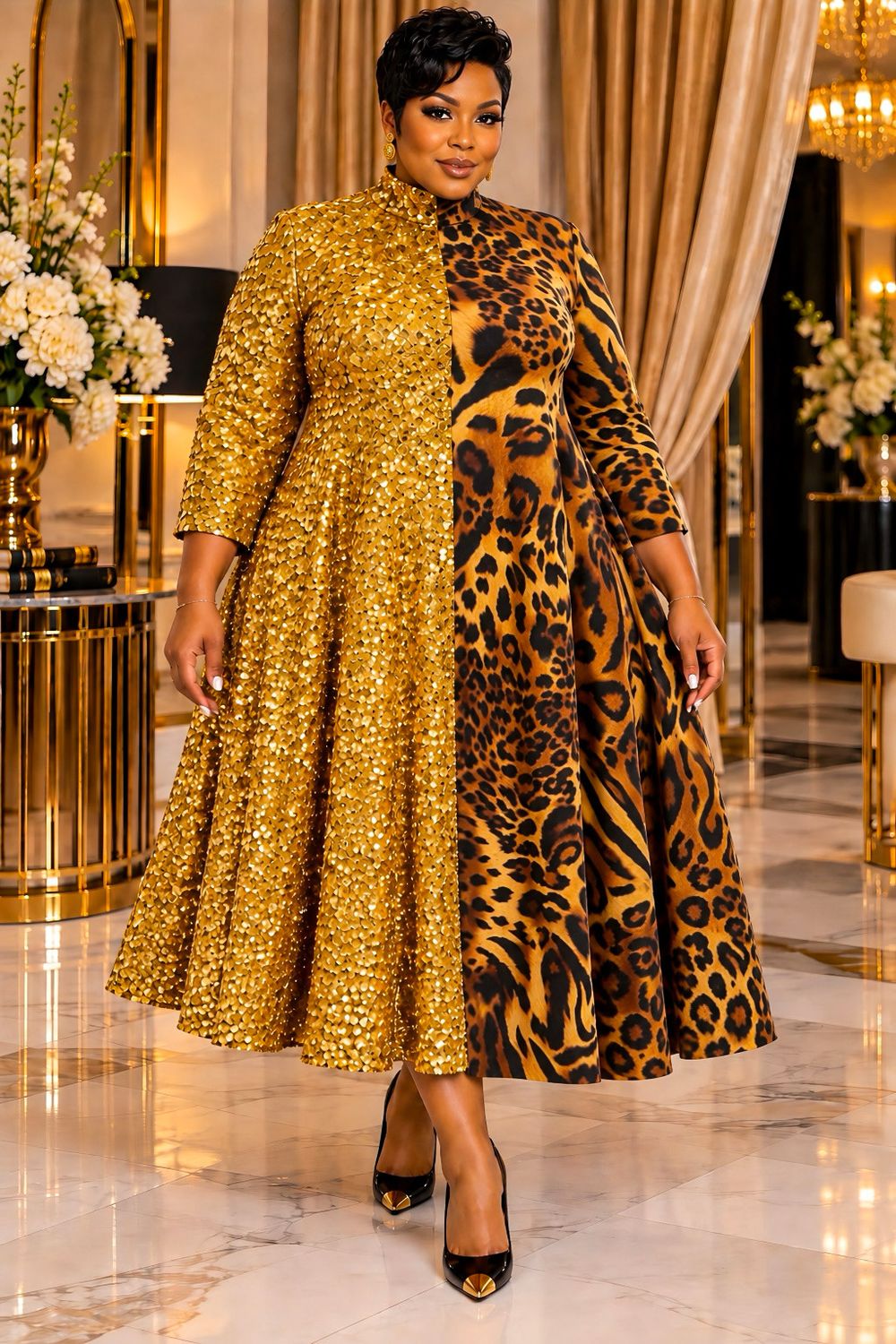 Golden Safari Sequin Dress