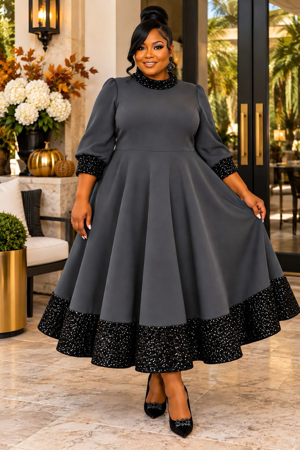 Smokey Splendor Sequin Dress