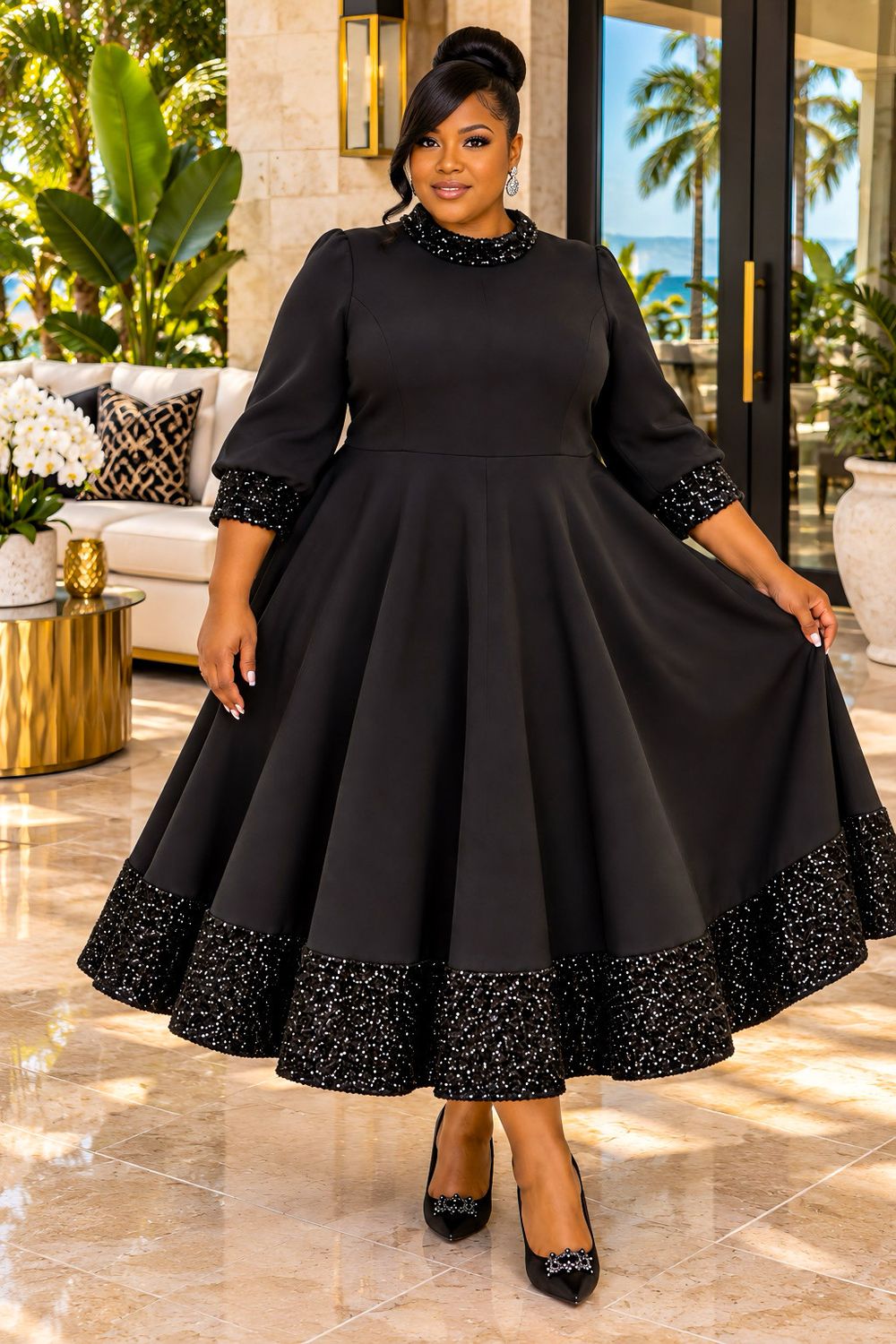 Black Splendor Sequin Dress