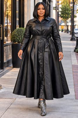 Thankful Belted Leather Dress