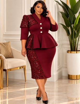 Wine Noel Sequin Dress