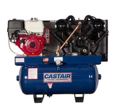 Castair, GX390, 13HP Gas Air Compressor Commercial 30.3 cfm 30gal Quincy Grainger Ingersoll Honda