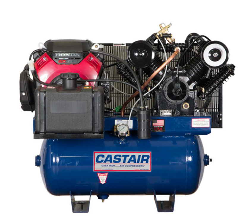 Castair, GX630, 20HP Gas Air Compressor Commercial 43.6 cfm 30gal Quincy Grainger Ingersoll