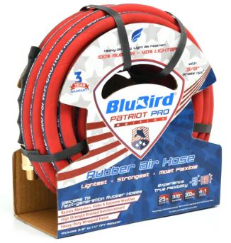BluBird 3/8 BluBird 3/8" x 25' Patriot Pro Rubber Air Hose