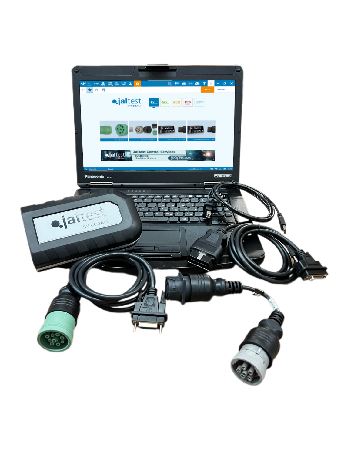 Jaltest Commercial Truck, Off Highway & Agricultural diagnostic Toughbook Package Includes Jaltest Online Info OHW & AGV cable kits.