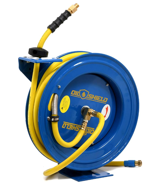 OilShield 3/8" x 50' Rectractable Heavy Duty Air Hose Reel
