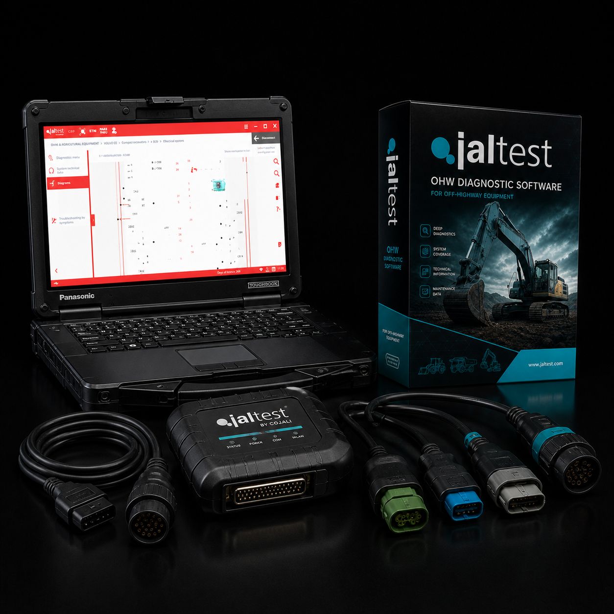 Jaltest Commercial Truck Light Medium and Heavy Duty and Off Highway Construction Diagnostic Toughbook Package
