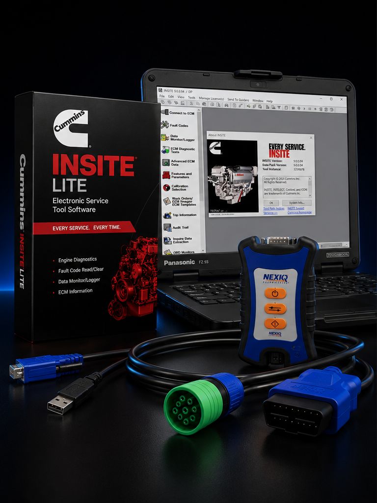 Cummins INSITE Lite + NEXIQ USB-Link 3 + Brand New Panasonic Toughbook FZ-55 Dealer Package