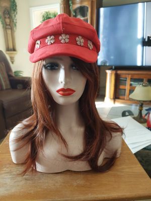 Coral newsboy hat