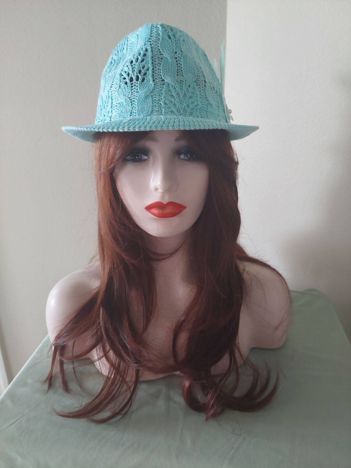 Aqua lacy fedora
