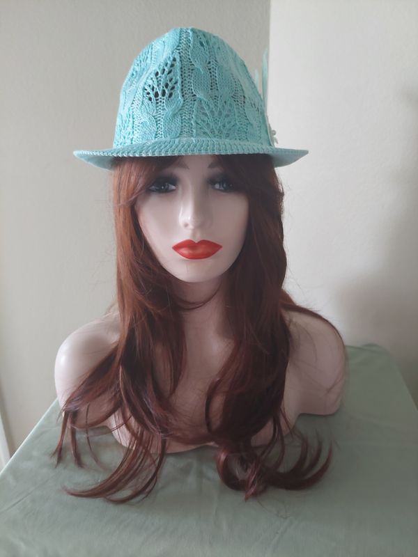 Aqua lacy fedora