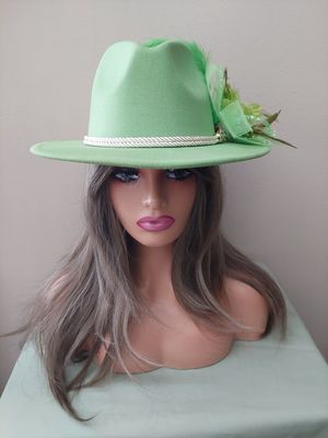 Mint green big brim fedora
