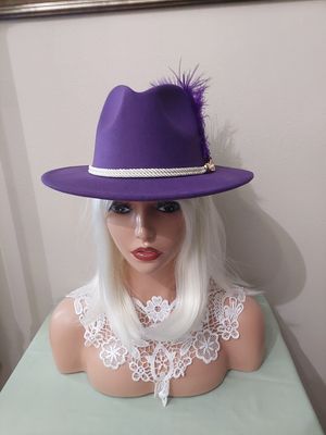 Purple big brim fedora