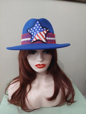 Big brim Patriotic fedora.