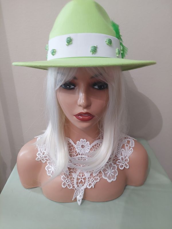 Lime green big brim fedora