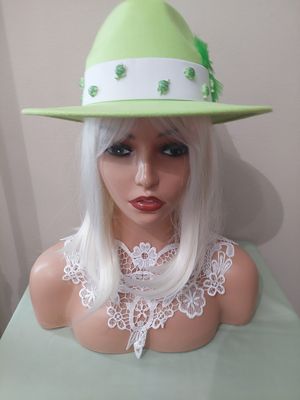 Lime green big brim fedora