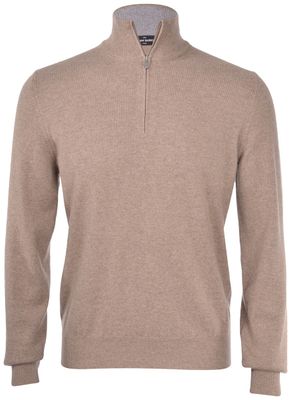 Quarter Zip Cashmere Blend Taupe
