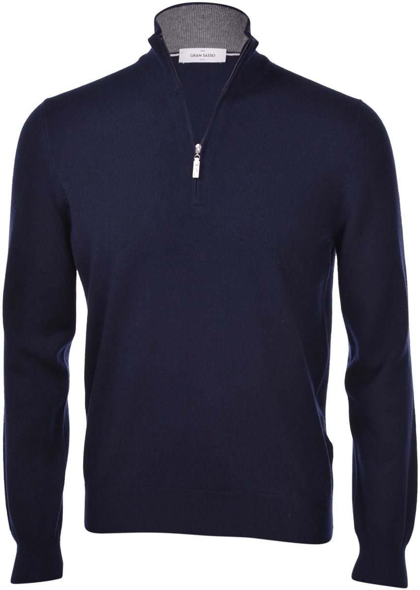 Quarter Zip Cashmere Blend Navy