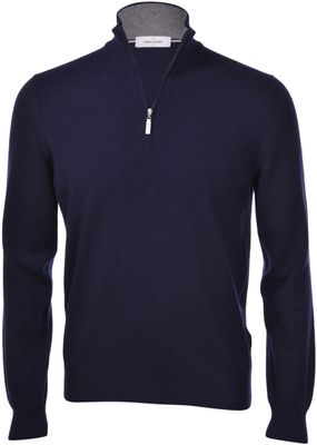 Quarter Zip Cashmere Blend Navy