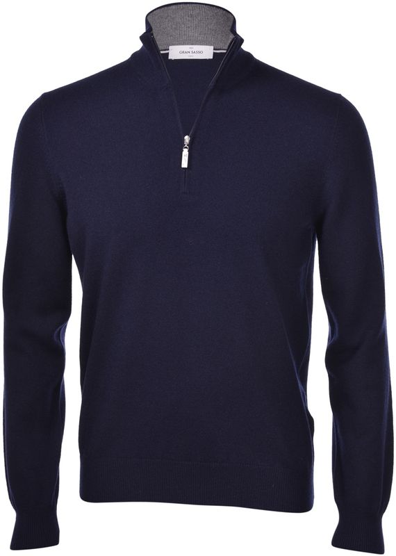 Quarter Zip Cashmere Blend Navy