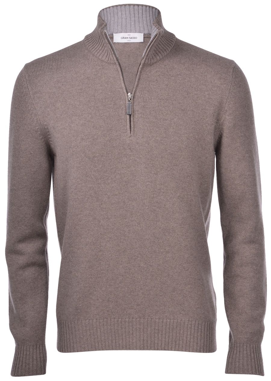 Quarter Zip Cashmere Blend D.Taupe