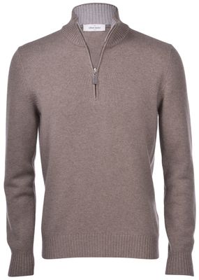 Quarter Zip Cashmere Blend D.Taupe