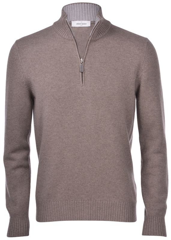 Quarter Zip Cashmere Blend D.Taupe