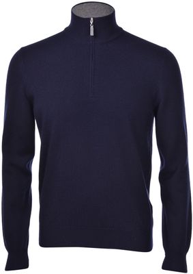 Quarter Zip Cashmere Blend Navy