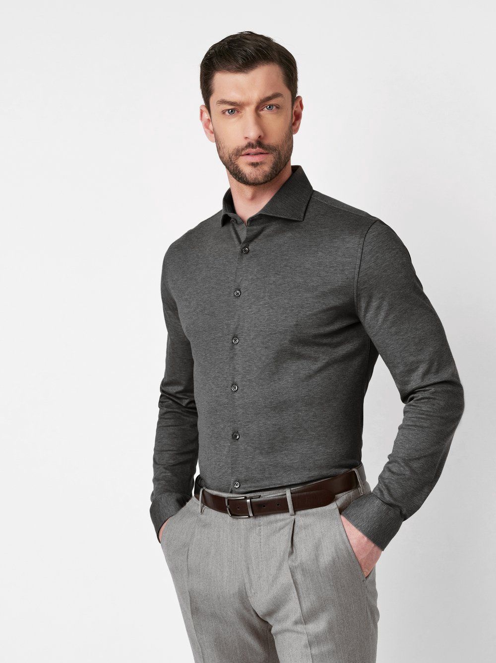 Shirt Grey Melange Col. 790 - Luxury Line