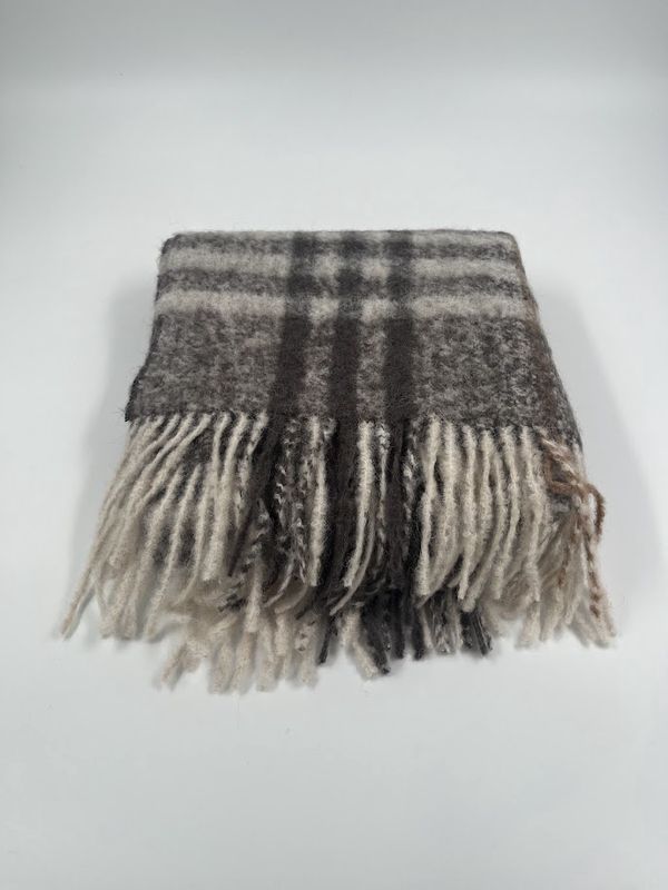 Alpaca Shawl Grijs Blokmotief