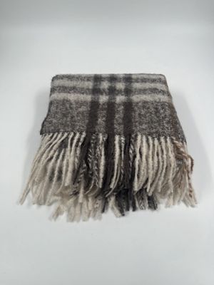 Alpaca Shawl Grijs Blokmotief