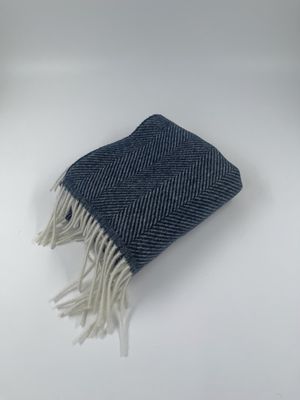 Wool Shawl Blauw Herringbone