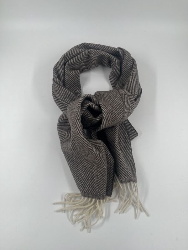 Wool Shawl Bruin/Grijs Herringbone