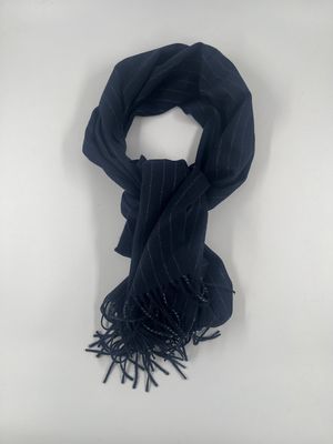Wool Shawl Navy Pinstripe