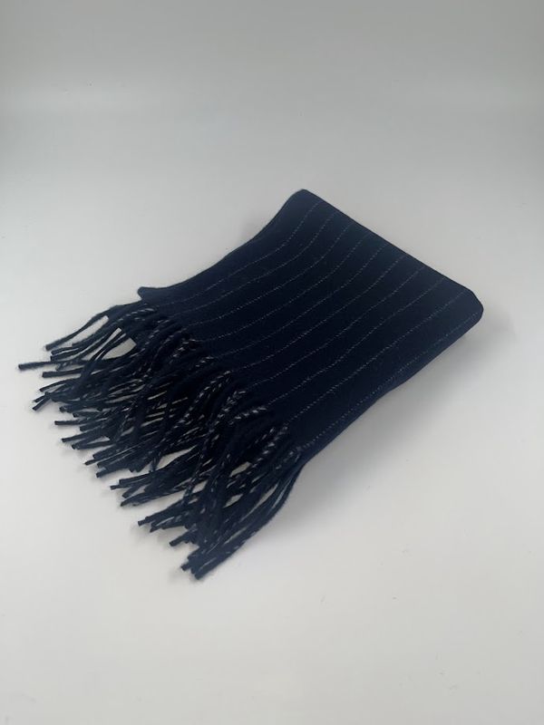 Wool Shawl Navy Pinstripe