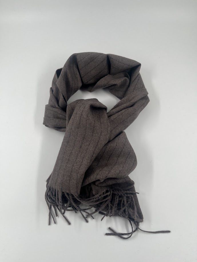 Wool Shawl Bruin Pinstripe