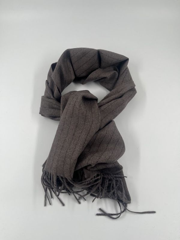 Wool Shawl Bruin Pinstripe