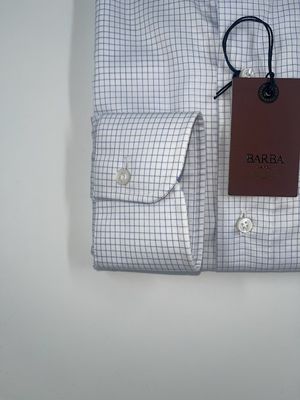Barba Journey Shirt – Wit met Blauw Blokmotief - 0002