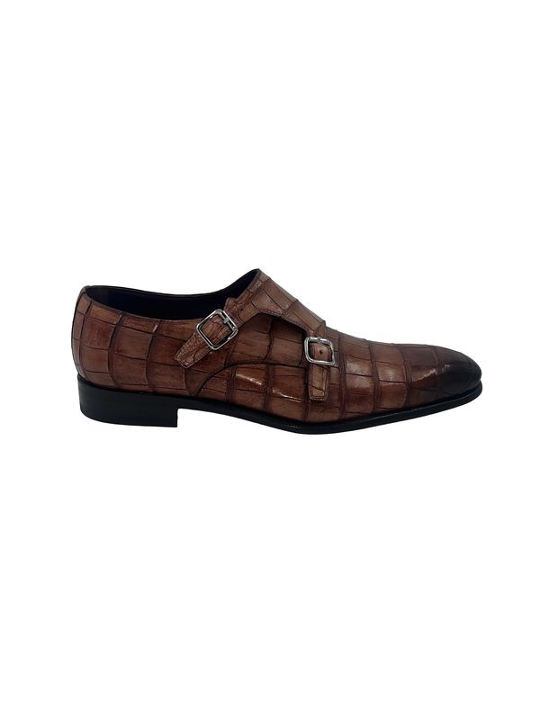 Fratelli Borgioli – Croco Cognac Double Monk + Riem  (2242 9550832)
