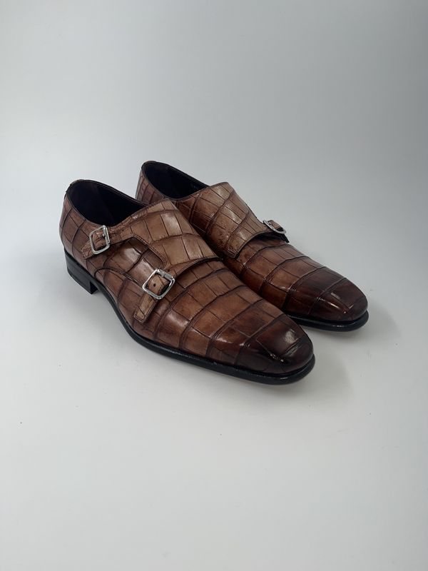 Fratelli Borgioli – Croco Cognac Double Monk + Riem  (2242 9550832)