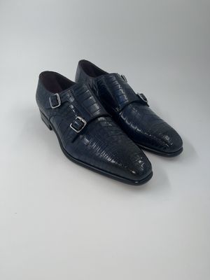 Fratelli Borgioli – Croco Blue Double Monk + Riem (2240 9550832)