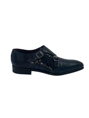 Fratelli Borgioli – Croco Blue Double Monk + Riem (2240 9550832)