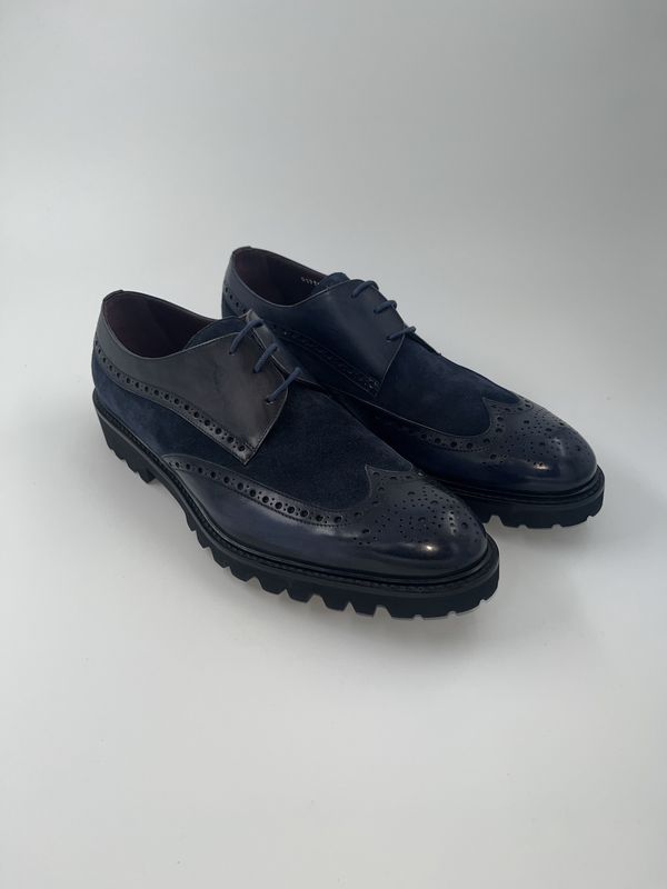 Fratelli Borgioli – Wingtip Navy Suede Veterschoen (2320 A1910790)