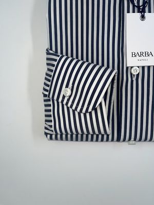 Shirt Blauw/Wit Streep Stretch - 0003