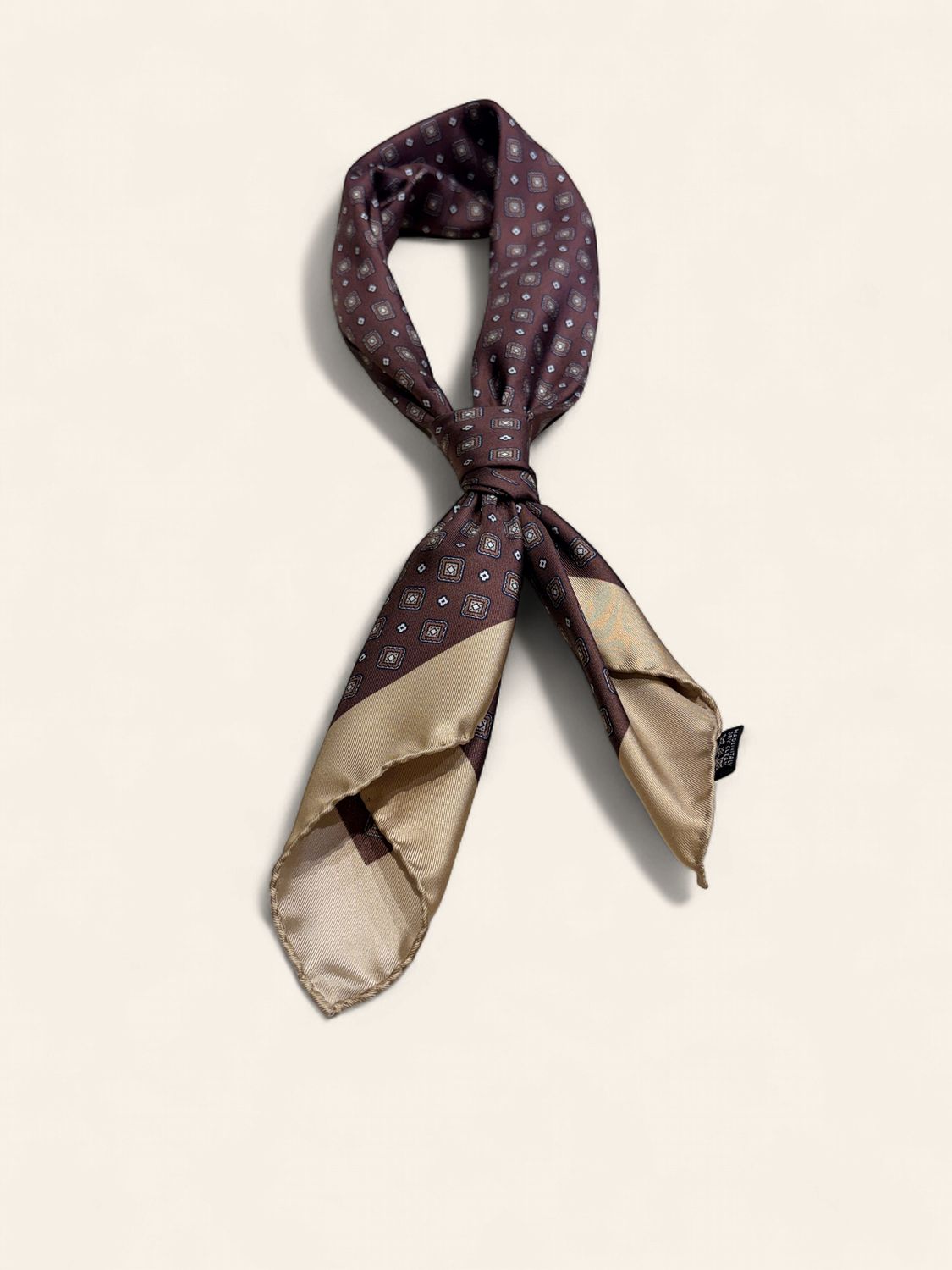 100% Silk bandana Rombus Brown BDNIJ3817_1006